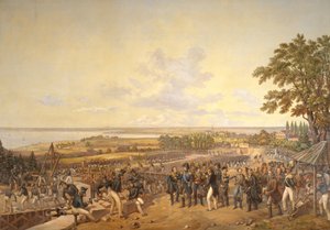 Kong Carl XIV Johan (1763-1844) av Sverige på besøk i kanalslusene ved Berg i 1819, 1856 av Alexander Wetterling