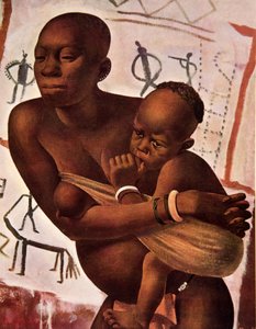 Banda Woman with her Child, fra Drawings and Paintings of Africa, henrettet under Citroen Center Africa-ekspedisjonen, andre Haardt Audouin-Dubreuil-oppdraget, pub. Paris, 1927