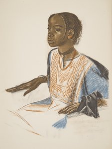 Fillette Bornou (Fort Lamy), fra Drawings and Paintings of Africa, henrettet under Citroen Center Africa-ekspedisjonen, andre Haardt Audouin-Dubreuil-oppdraget, pub. Paris, 1927