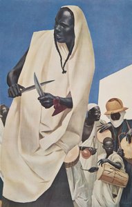 Kuli-Kuta-dansen (Niamey)-parodien på Dahomeys eldgamle menneskeoffer), fra Tegninger og malerier av Afrika, utført under Citroen Center Africa-ekspedisjonen, andre Haardt-oppdrag av Alexander Yakovlev