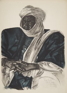 Mohamed Salek, kjent som Doud Moura, Sultan av Ouadai (Fort Lamy), fra Drawings and Paintings of Africa, henrettet under Citroen Center Africa-ekspedisjonen, andre Haardt Audouin-Dubreuil-oppdraget, pub.