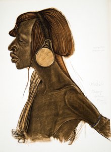 Mutila, MGogo (Dodoma), fra Drawings and Paintings of Africa, henrettet under Citroen Center Africa-ekspedisjonen, andre Haardt Audouin-Dubreuil-oppdraget, pub. Paris, 1927