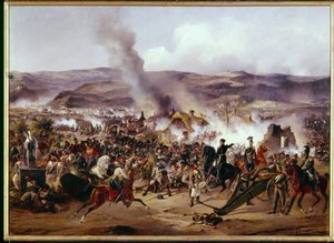 Napoleonskrigene: slaget ved Kulm (nåværende Chlumec) i Böhmen (Tsjekkia) den 30.08.1813 mot den franske hæren en koalisjon av prøyssiske, østerrikske og russiske tropper, under det tyske felttoget. Maleri av Alexander