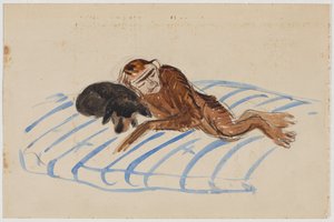 Selvportrett av kunstneren som en ape med Marianne von Werefkins dachs av Alexander von Salzmann