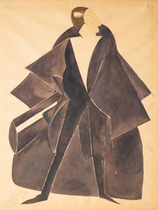 Kostymedesign for stykket Kamerat Khlestakov av Dmitri Smolin, ca 1921. av Alexandra Alexandrowna Exter