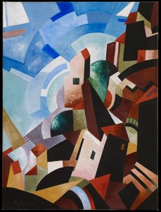 Italian Town by the Sea, ca. 1917 (olje og tempera på lerret)