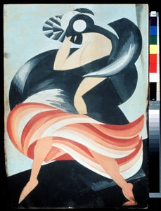 ""Female mask"" Kostyme for en karakter fra stykket ""Romeo and Juliet"" av William Shakespeare. Gouache av Alexandra Alexandrovna Exter (1882-1949) 1921 State Central A. Bakhrushin Theatre Museum, Moskva, Russland av Alexandra Alexandrowna Exter