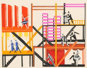 Naturskjønn design fra porteføljen Décors de Théâtre, 1930. av Alexandra Alexandrowna Exter