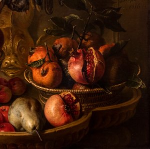 Stilleben med viltpokal, detalj