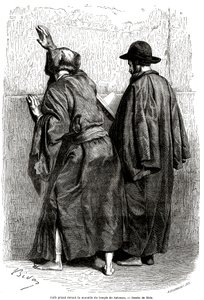 Jøder ber foran Salomos mur i Jerusalem