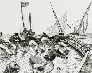 Seilkappløp: Le turn du Bateau-Buoée - tegning av A. Brun, Bibl. av Arts deco. av Alexandre Brun