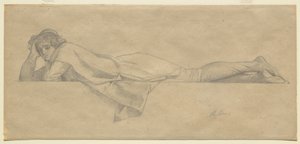 Studie for "Den florentinske dikteren", ca. 1853 av Alexandre Cabanel