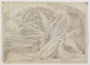 Studie for The Death of Moses, 1851 (penn og blekk, vask, blyant og gouache på papir) (se 225068) av Alexandre Cabanel