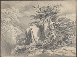 Brukket tre i fjellandskap av Alexandre Calame