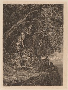 Par hviler på en klippe av Alexandre Calame