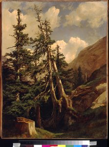 Graner i fjellene ved Calame, Alexandre (1810-1864). Olje på lerret, Dimensjon: 68,5x53. State A. Pushkin Museum of Fine Arts, Moskva av Alexandre Calame