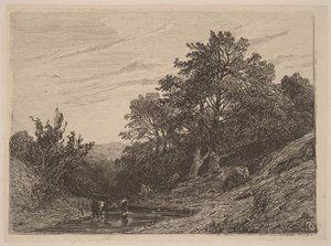 Flokk i en bekk av Alexandre Calame
