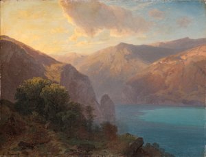 Près de Seelisberg: en utsikt over Lac de Lucerne sett fra Seelisberg, Sveits, 1862 av Alexandre Calame