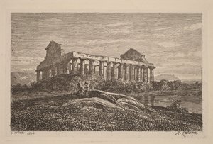 Ruiner ved Paestum av Alexandre Calame