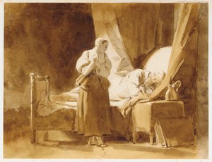 En kvinne som ser på en sovende mann av Alexandre Evariste Fragonard