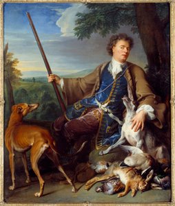 Selvportrett. Portrett av kunstneren som jeger. Maleri av Francois Desportes (1661-1743) av Alexandre Francois Desportes