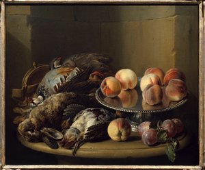 Stilleben, vilt og nåler maleri av Francois Desportes (1661-1743) Paris fra 1700-tallet, dekorativ kunst av Alexandre Francois Desportes