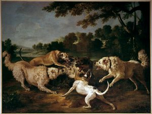 The Wolf Hunt Painting av Francois Desportes (1661-1743)