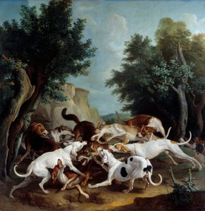 Wolf Hunt-maleri av Francois Desportes (1661-1743) 1725 Søn. 3,36x3,32 m reinsdyr, Musee des Beaux Arts av Alexandre Francois Desportes