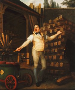 En hjulmaker med en brannbil i et hage, 1812 av Alexandre François Louis de Girardin