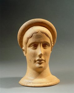 Nærbilde av et feminint votivhode i bronse med hette, kursiv sivilisasjon, 4.-3. århundre f.Kr. av Nicolas Toussaint Charlet