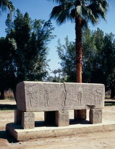 Egypt, Kairo, gamle Memphis, gravert sarkofag av Nicolas Toussaint Charlet