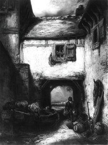 Gårdsplass, ca. 1855. av Alexandre Gabriel Decamps