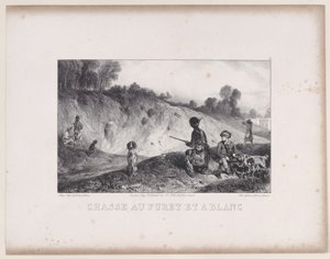 Hunting a Ferret with Blanks, fra serien Hunting Scenes, 1829. av Alexandre Gabriel Decamps