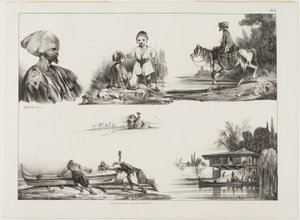 Ark med skisser, nr. 3 av Alexandre Gabriel Decamps