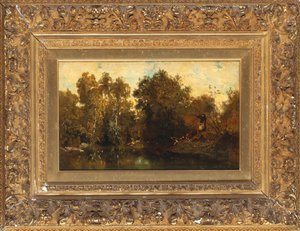 Skyting ved et skogsbasseng av Alexandre Gabriel Decamps