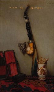 Stilleben med rør og fyrstikker og stilleben med sild, brød og ost, 1858. av Alexandre Gabriel Decamps