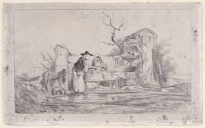 Vaskekvinnene, 1833-38. av Alexandre Gabriel Decamps