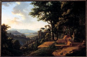 Filosofen Jean Jacques Rousseau (1712-1778) mediterer i 1770 i Parc de la Rochecordon nær Lyon Maleri av Alexandre Hyacinthe Dunouy (1757-1841) Paris fra 1700-tallet, Musee Marmottan