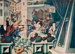Detalj av veggdekorasjon i et konsertrom i et privat hus, c1927 av Alexandre Jacovleff