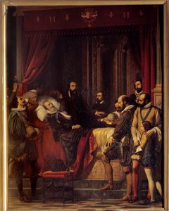 Dødsfallet til kongen av Frankrike Henry IV (1553-1610), kroppen hans er utstilt på Louvre-maleriet av Alexandre Hesse (1806-1879)