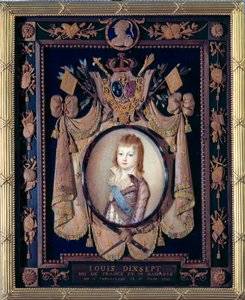 Portrett av delfinen Ludvig XVII (1785-1795). Miniatyrmaleri på elfenben av Alexander Kucharski (1741-1819)