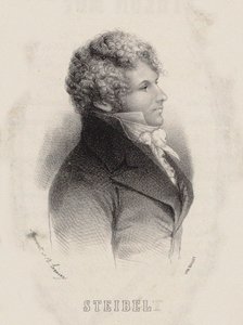 Portrett av pianist og komponist Daniel Steibelt 1765-1823, 1850. av Alexandre Leroux