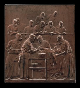 Monod som demonstrerer en prosedyre i operasjonssalen [revers], c. 1906.