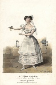 Danser Miss Zelie Molard og Louise i Le Deserteur av Francois-Alexis Blache Jr., koreografert av Dauberval, Theatre de la Porte St. Martin av Alexandre Marie Colin