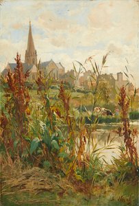 Church By the River (olje på lerret) av Alexandre Nozal