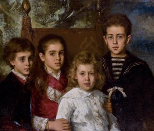 Portrett av barna til Paul Pavlovich Demidoff, 2. prins av San Donato 1839-1885, Avrora, A av Alexei Alexeyevich Harlamov