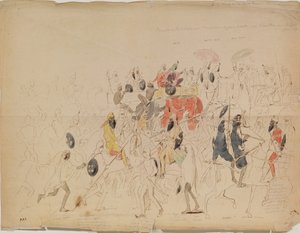 Møte mellom Maharaja Sher Singh fra Punjab og den britiske ambassadøren Clark i 1842, 1842 av Alexei Dmitriyevich Saltykov