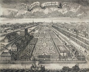 Utsikt over sommerhagen fra elven Neva, 1717