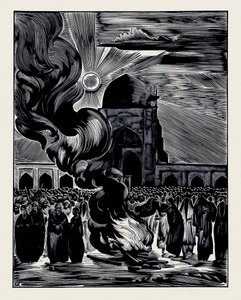 Frigjøringen av muslimske kvinner. Burning the Veil, 1928 av Alexei Ilyich Kravchenko