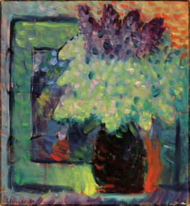 Stor stilleben lilla bukett i vase, 1936.